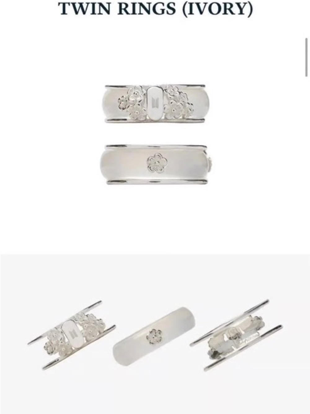 BTS Dalmajung 925 Silver Twin Rings - Picture 9 of 10